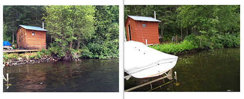 The Nancy Lake cabin waterside before and after