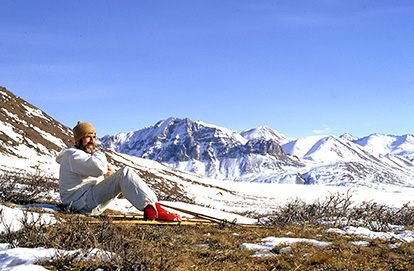 Dave Klein doing field work on skis on the Seward Peninsula undated Dave Klein Photograph Collection Courtesy of Karen Brewster