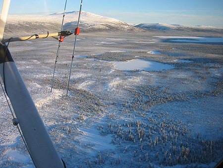 An aerial photo of the Alphabet Hills survey mosaic in winter