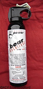 Bear spray is not permitted in checked or carry on baggage in commercial flights and charter operators have strict rules about the transport of this potentially dangerous material