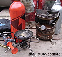 Two types of camp stoves Both use white gas for fuel A TSA screener will not allow a camp stove aboard an commercial flight if there is any odor of fuel