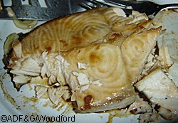 Grilled white king salmon prepared by Roman Motyka About one king in 20 has white meat and many prefer the flavor of the ivory kings