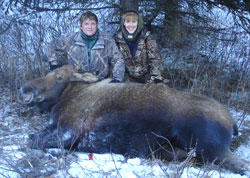 A successful bowhunt Kirk and Dana Lingofelt with a Fort Rich moose taken in December