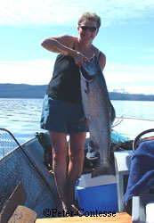 The author with a nice king salmon her first boatcaught fish