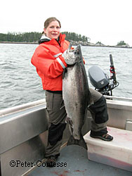 Monica Matz with 42 lb white king in Sitka June 2007