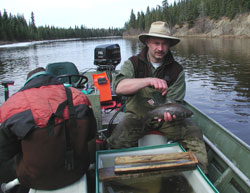 Fronty Parker conducting grayling surveys on the Goodpaster River
