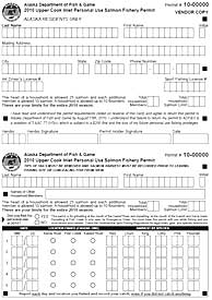 Upper Cook Inlet Personal Use Permit The top half is the vendor copy The bottom half is the harvest card