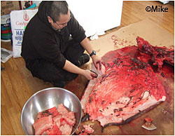 A Kokhanok hunter processes fat from a seal harvested at Iliamna Lake Photo Rebecca Mike Kokhanok