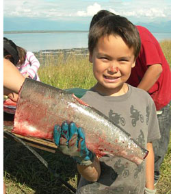 A quotsalmon camperquot with a fish