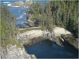Walker tracked the tag to this pair of beaches near Wolk Point but was unable to precisely locate the tag wihtout more help