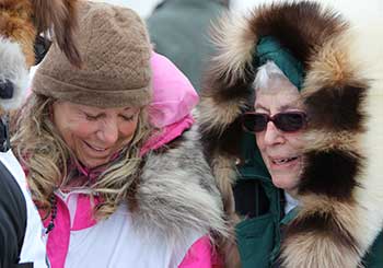 DeeDee Jonrowe enjoys a moment with her mother Peg Stout right