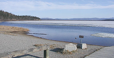Quartz Lake in May with the ice melting fast Turnover happens twice a year in the spring and fall allowing nutrients and oxygen to become evenly distributed in the water column