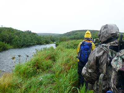 Our viewing group waits near the mouth of Mikfik Creek watching for bears to appear copy2014 ADFampG photo by Patti Harper