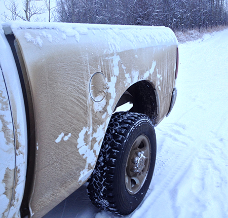 More lick marks by the truck39s rear tire This area might be a bit quotsaltierquot due to road spray from the tire Photos by Kristin Denryter
