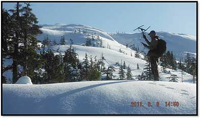 A biologist tracking a bear in its winter den