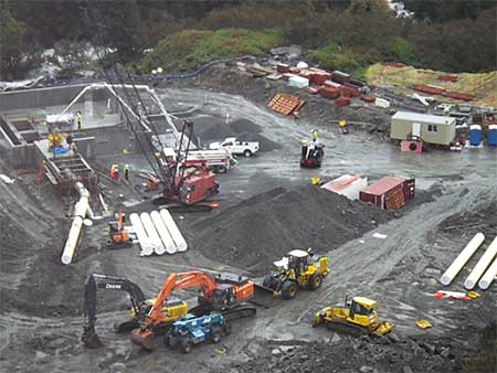 Allison Creek Hydropower Project near Valdez Construction of Powerhouse and Penstock Photo MD Miller Taken Sept 15 2014