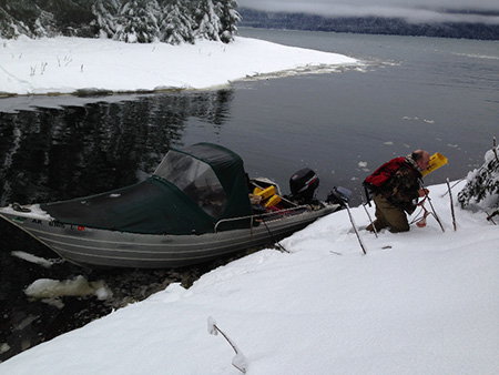 The author tending his sets