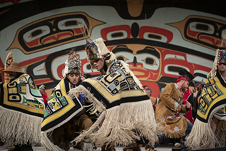 Chilkat dancers in traditional robes Sealaska Heritage Institute photo by Brian Wallace