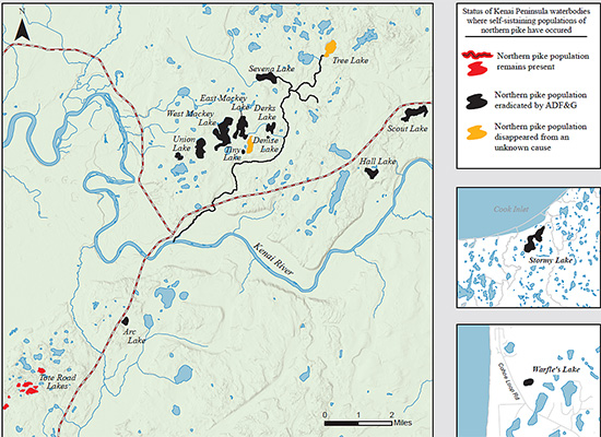 Current status of invasive northern pike waters on the Kenai Peninsula
