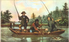 I believe I have you now sir Daniel Websters great trout a painting from the 1850s of fly fishermen