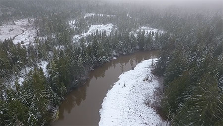 A drone39s perspective of a river and riverbank Drones are prohibited in national parks and many national wildlife refuges
