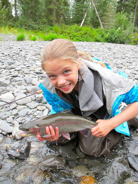 Ann Shumway with a nice Russian River rainbow trout Photo by Bill Shumway
