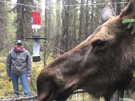 Bridgett Downs Benedict next to an insect trap