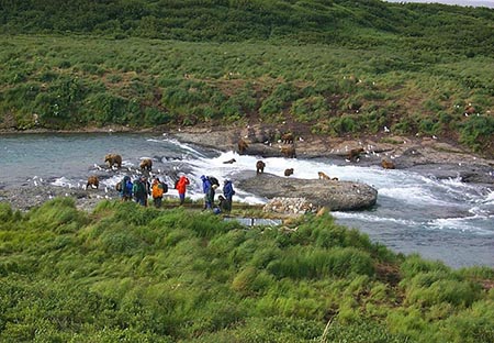 The viewing platform at the falls at McNeil River ADFampG photo