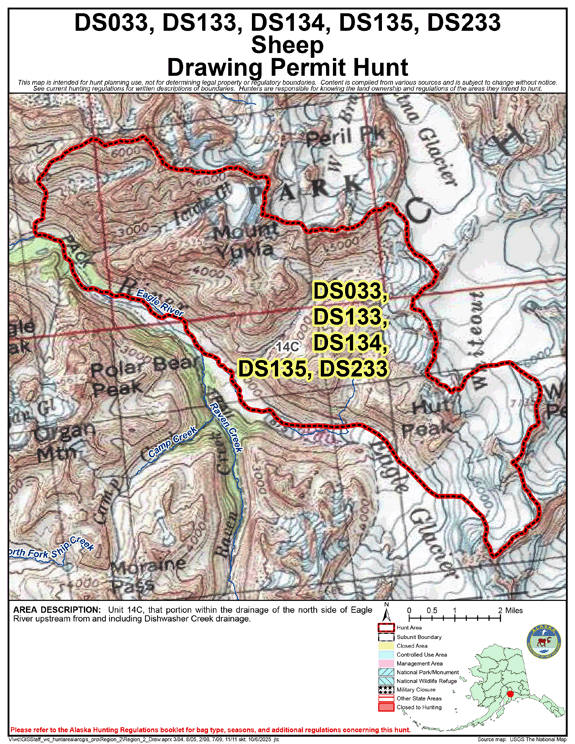 Map of sheep hunt number ds033