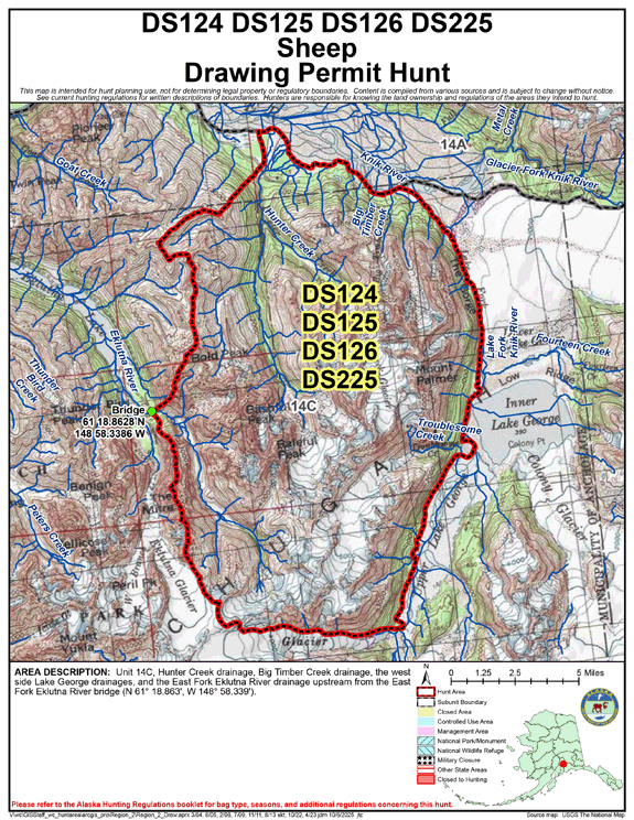 Map of sheep hunt number ds124