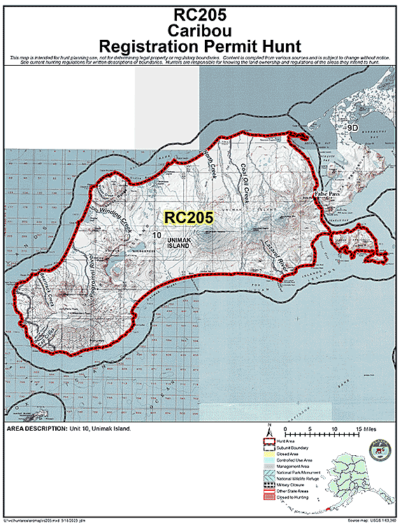 Map of caribou hunt number rc205